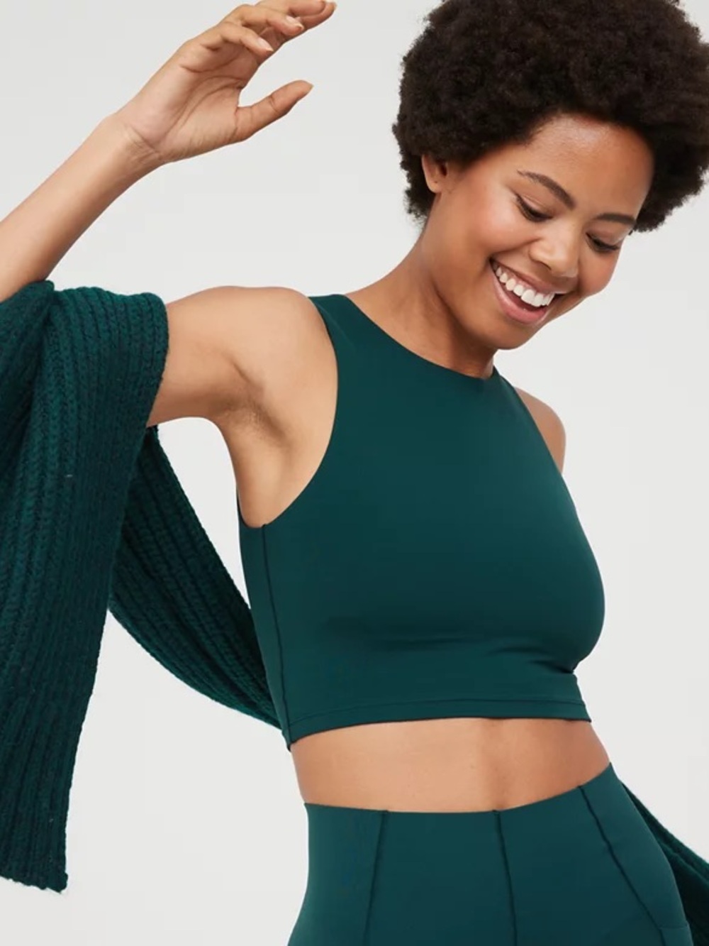 Offline Aerie Real Me XTRA High Neck Longline Sports Bra Deep Forest Green XXL